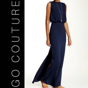 NWOT Go Couture Navy Blue Sleeveless Maxi Dress